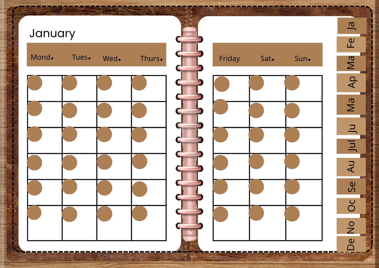 12-Month Digital Planner with Clickable Tabs | Undated PDF